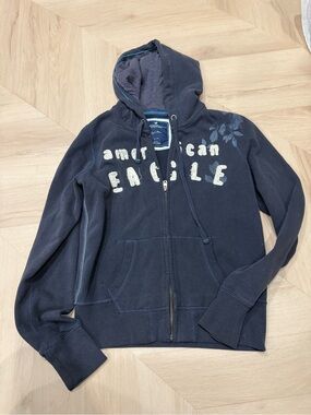 American Eagle Outfitters Navy Fleece Jacket Label Detail